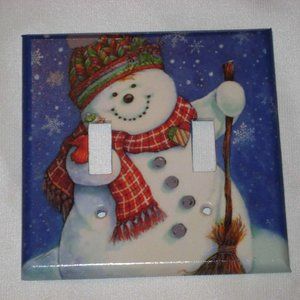 CHRISTMAS SNOWMAN -DOUBLE Light Switch Plate